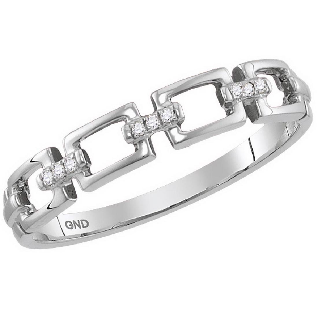 10kt White Gold Womens Round Diamond Chain Link Stackab: 10kt White Gold Womens Round Diamond Chain Link Stackable Band Ring .03 Cttw **|**|** 10kt White Gold Womens Round Diamond Chain Link Stackable Band Ring .03 Cttw #1AC45654