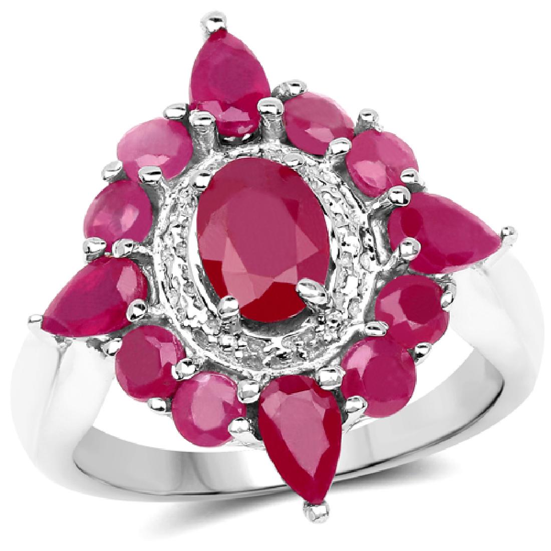 3.04 CTW Glass Filled Ruby .925 Sterling Silver Ring: 3.04 CTW Glass Filled Ruby .925 Sterling Silver Ring **|**|** 3.04 CTW Glass Filled Ruby .925 Sterling Silver Ring #1AC59321