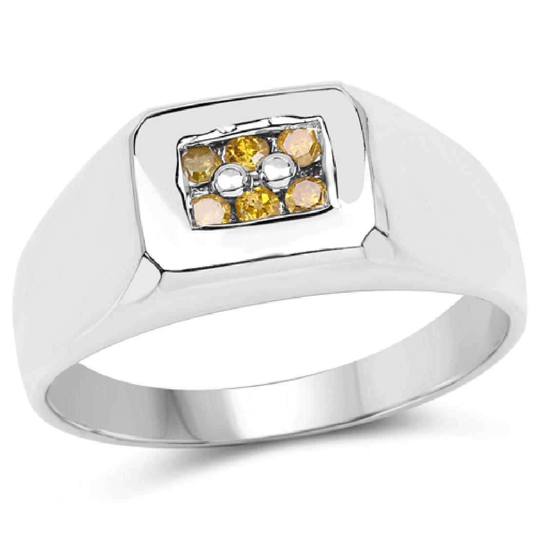 0.14 CTW Genuine Yellow Diamond .925 Sterling Silver Ri: 0.14 CTW Genuine Yellow Diamond .925 Sterling Silver Ring **|**|** 0.14 CTW Genuine Yellow Diamond .925 Sterling Silver Ring #1AC59202
