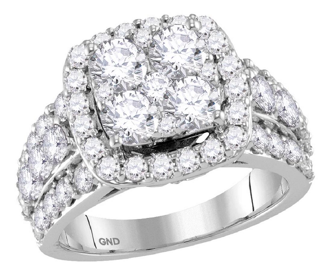 14kt White Gold Womens Round Diamond Cluster Halo Brida: 14kt White Gold Womens Round Diamond Cluster Halo Bridal Wedding Engagement Ring 3-1/2 Cttw **|**|** 14kt White Gold Womens Round Diamond Cluster Halo Bridal Wedding Engagement Ring 3-1/2 Cttw #1AC454