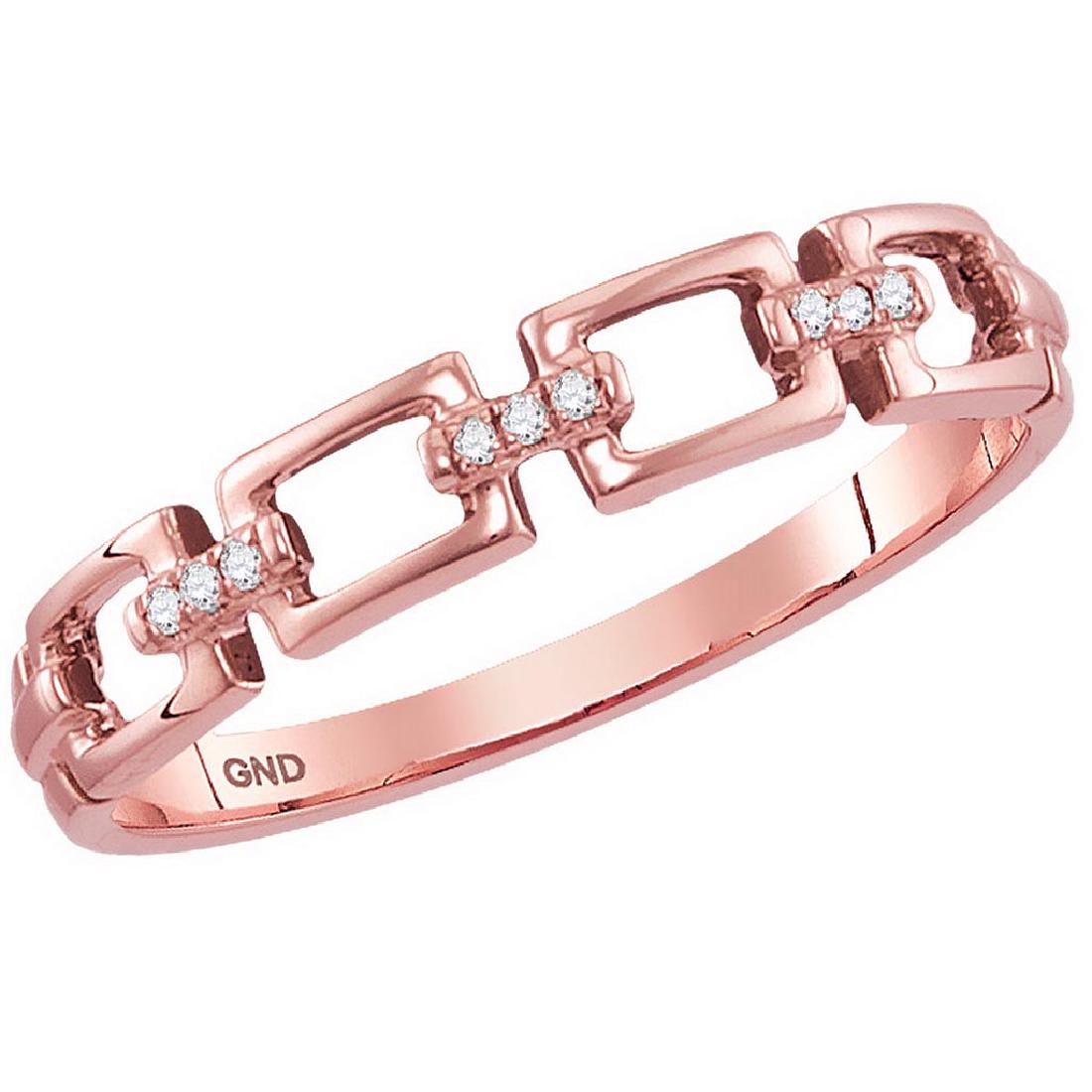 10kt Rose Gold Womens Round Diamond Chain Link Stackabl: 10kt Rose Gold Womens Round Diamond Chain Link Stackable Band Ring .03 Cttw **|**|** 10kt Rose Gold Womens Round Diamond Chain Link Stackable Band Ring .03 Cttw #1AC45653