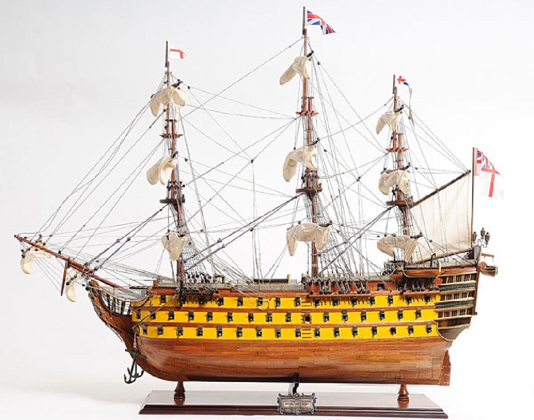 HAND MADE WOODEN HMS Victory Painted W/COA: HAND MADE WOODEN HMS Victory Painted W/COA **|**|** Dimensions: 80L x 21W x 82H (cm) Description: This is a new version of HMS Victory classified under Museum Quality thanks to its tremendous details 