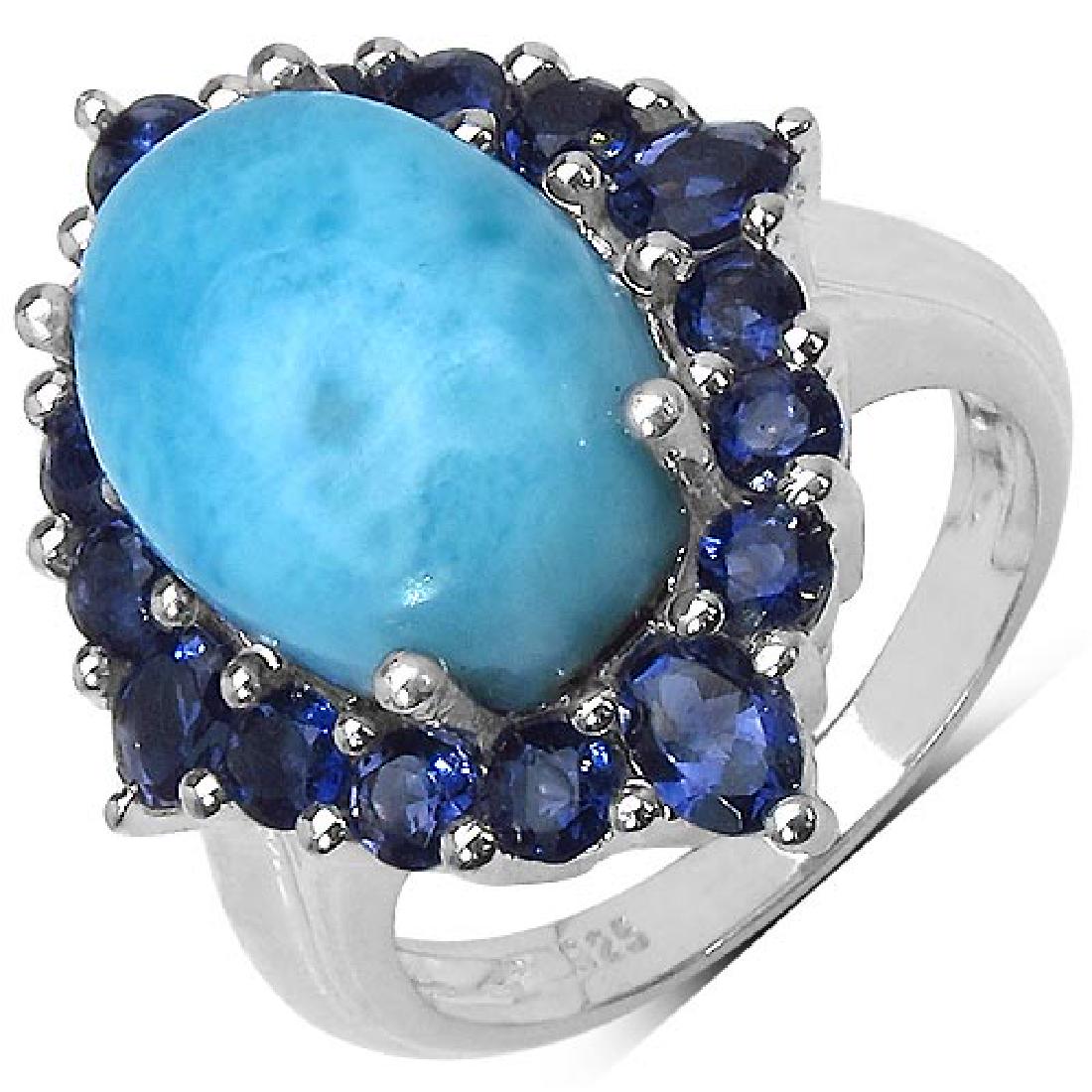 7.50 ct. t.w. Larimar and Iolite Ring in Sterling Silve: 7.50 ct. t.w. Larimar and Iolite Ring in Sterling Silver **|**|** 7.50 ct. t.w. Larimar and Iolite Ring in Sterling Silver #1AC58969