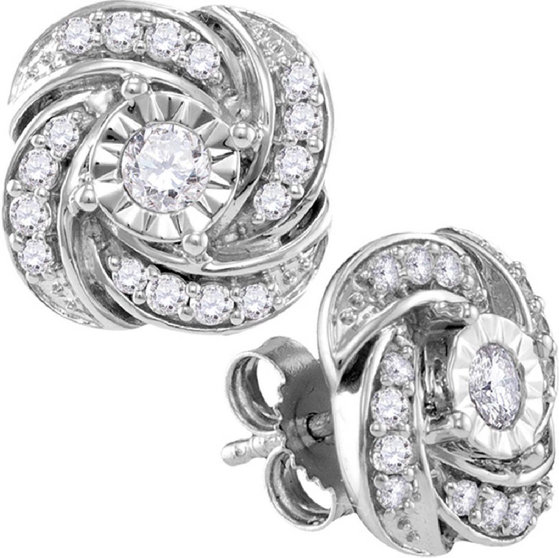Womens 10K White Gold Fanook Stylish Flower Real Diamon: Womens 10K White Gold Fanook Stylish Flower Real Diamond Stud Earrings 1/3 CT **|**|** Womens 10K White Gold Fanook Stylish Flower Real Diamond Stud Earrings 1/3 CT #1AC44760