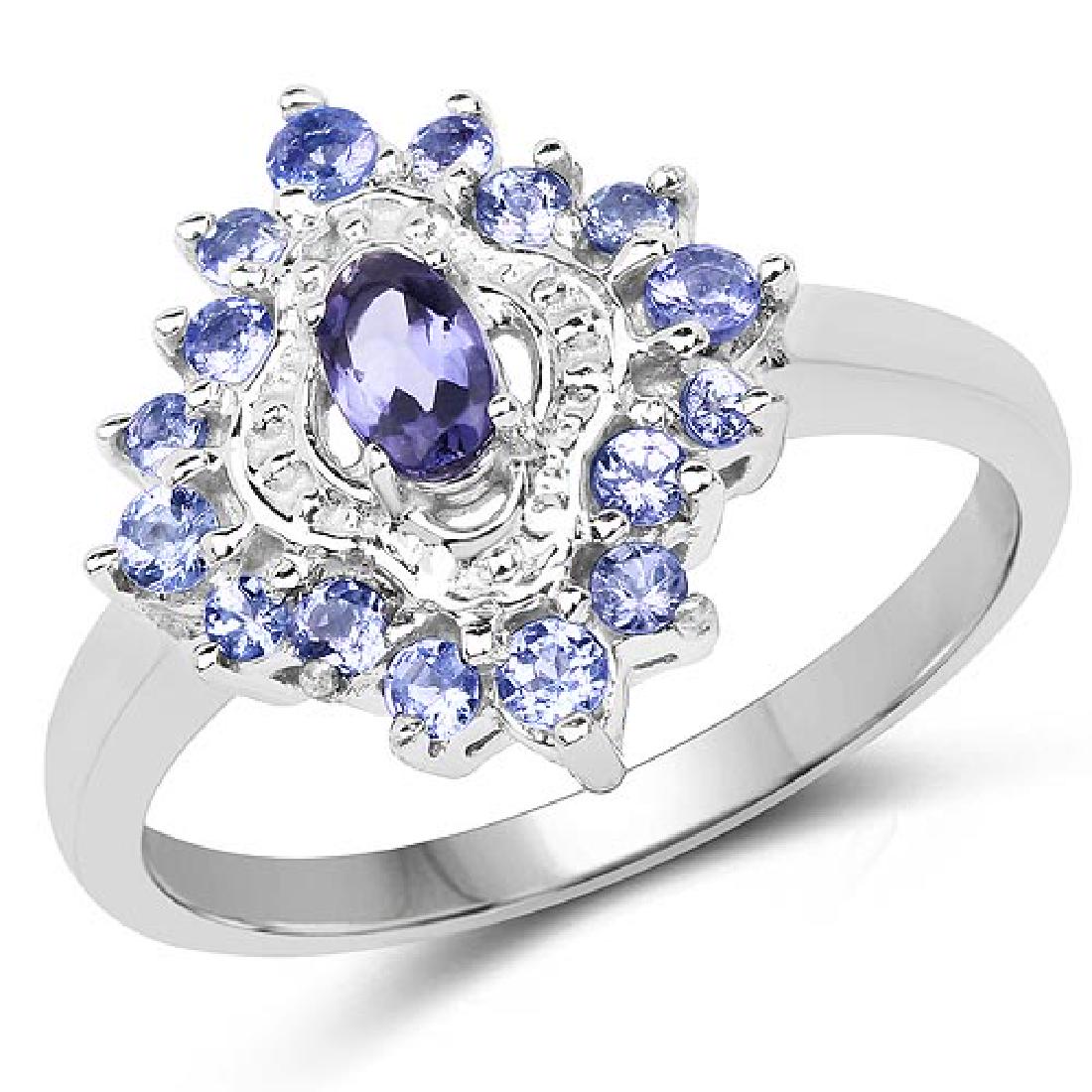 0.80 CTW Genuine Iolite and Tanzanite .925 Sterling Sil: 0.80 CTW Genuine Iolite and Tanzanite .925 Sterling Silver Ring **|**|** 0.80 CTW Genuine Iolite and Tanzanite .925 Sterling Silver Ring #1AC51644