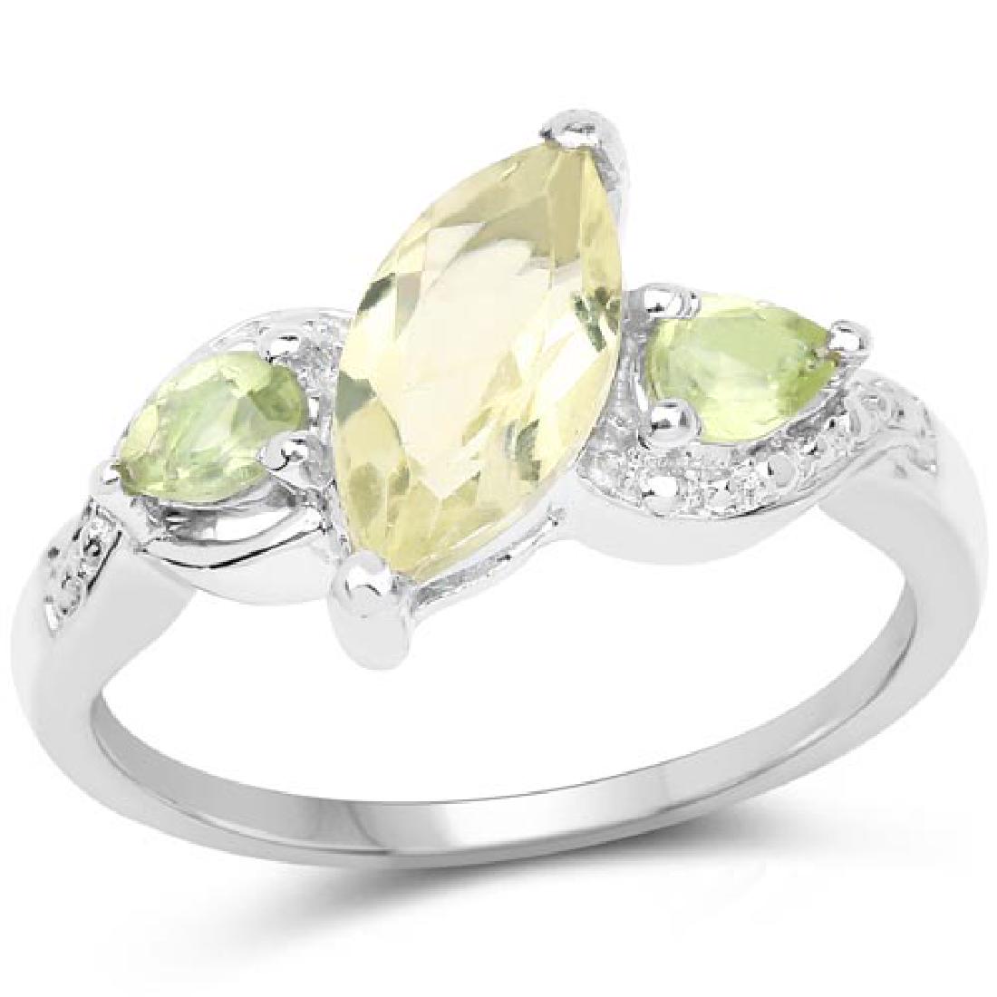 1.20 CTW Genuine Lemon Topaz and Peridot .925 Sterling: 1.20 CTW Genuine Lemon Topaz and Peridot .925 Sterling Silver Ring **|**|** 1.20 CTW Genuine Lemon Topaz and Peridot .925 Sterling Silver Ring #1AC52029