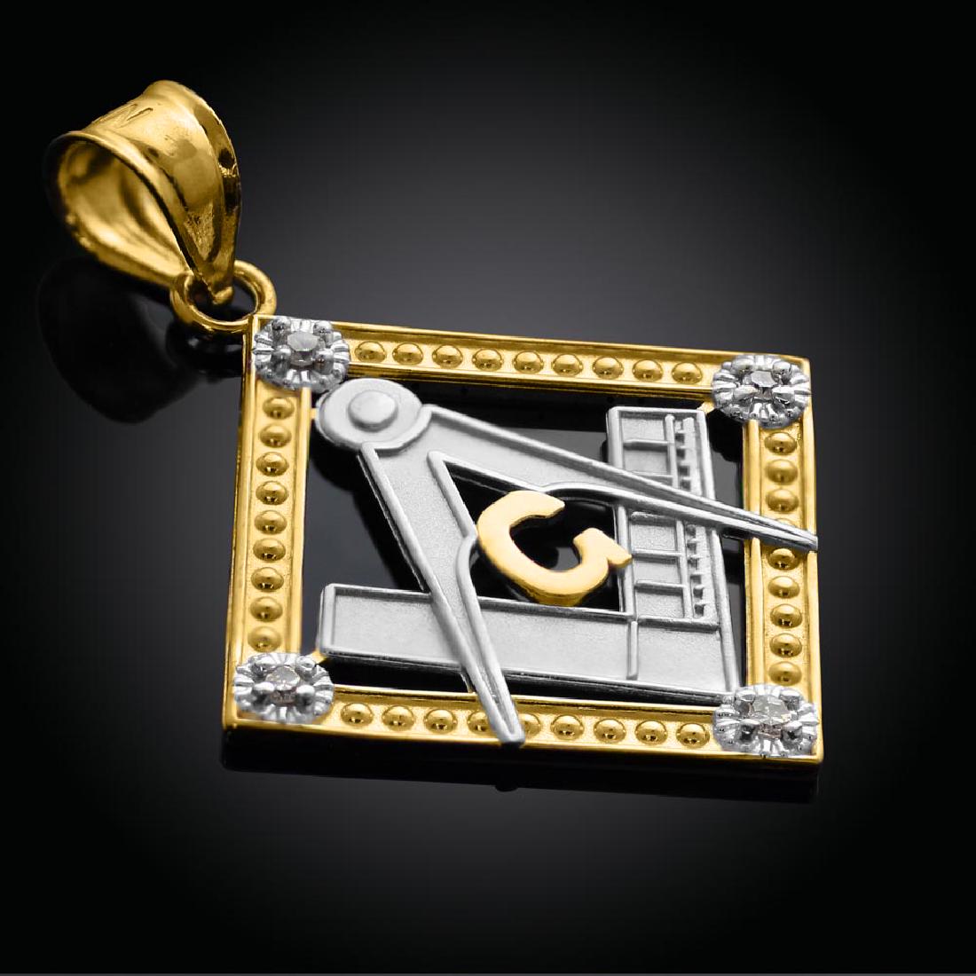 10K Two-Tone Gold Square Freemason Diamond Masonic Pend: 10K Two-Tone Gold Square Freemason Diamond Masonic Pendant **|**|** 10K Two-Tone Gold Square Freemason Diamond Masonic Pendant #1AC23668
