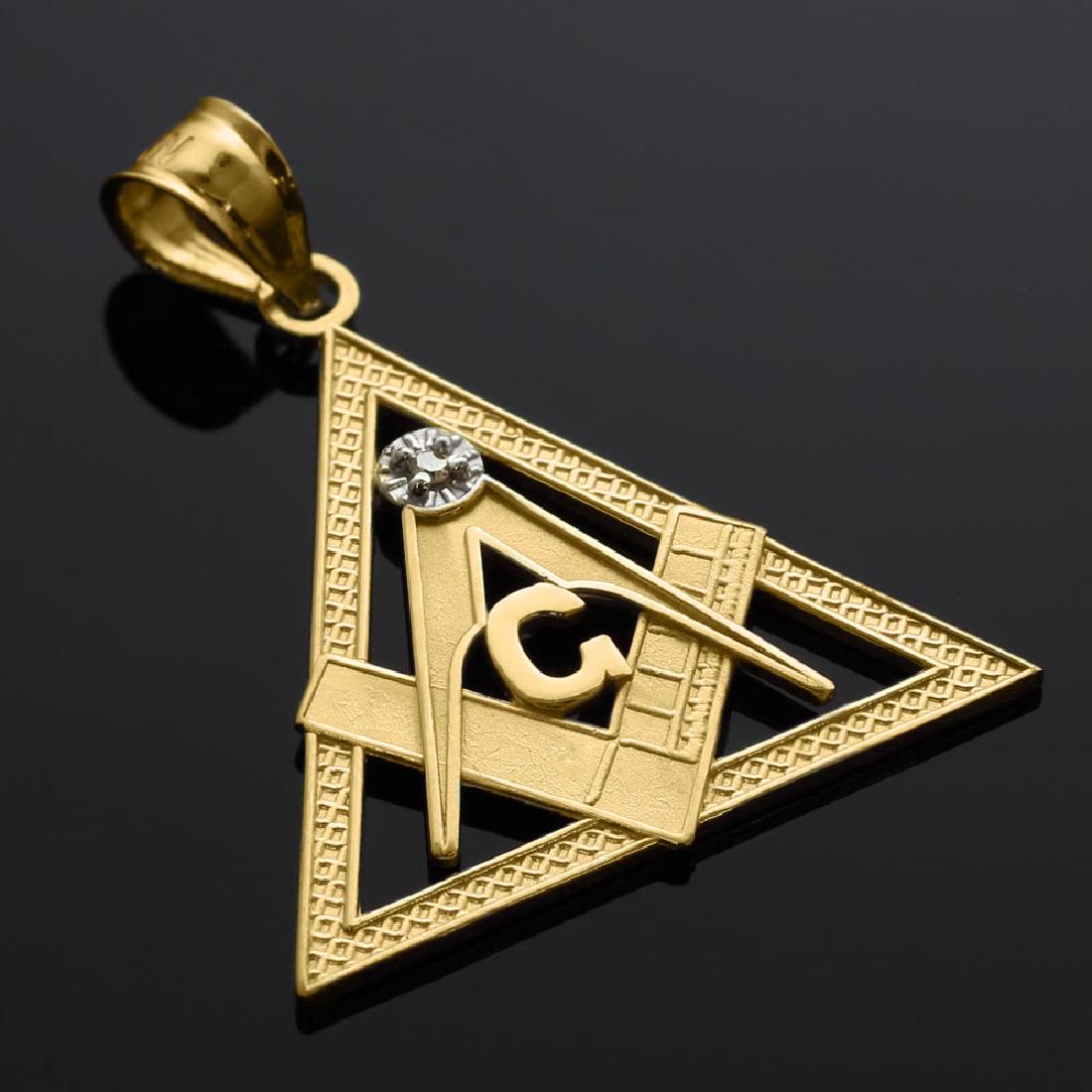10K Yellow Gold Triangle Freemason Diamond Masonic Pend: 10K Yellow Gold Triangle Freemason Diamond Masonic Pendant **|**|** 10K Yellow Gold Triangle Freemason Diamond Masonic Pendant #1AC23666