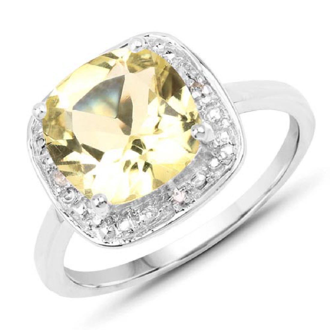 3.02 CTW Genuine Lemon Quartz and White Topaz .925 Ster: 3.02 CTW Genuine Lemon Quartz and White Topaz .925 Sterling Silver Ring **|**|** 3.02 CTW Genuine Lemon Quartz and White Topaz .925 Sterling Silver Ring #1AC57716
