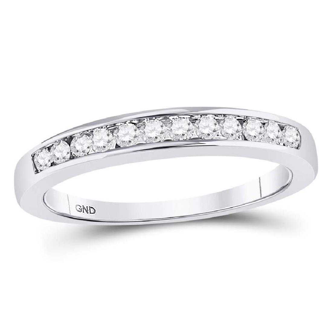 14k White Gold Womens Round Channel-set Diamond Single: 14k White Gold Womens Round Channel-set Diamond Single Row Wedding Band 1/4 Cttw **|**|** Natural Lab-Created:Natural; Clarity:I2; Diamond Color:H-I; Gender:Womens; Main Stone:Diamond; Main Stone Colo