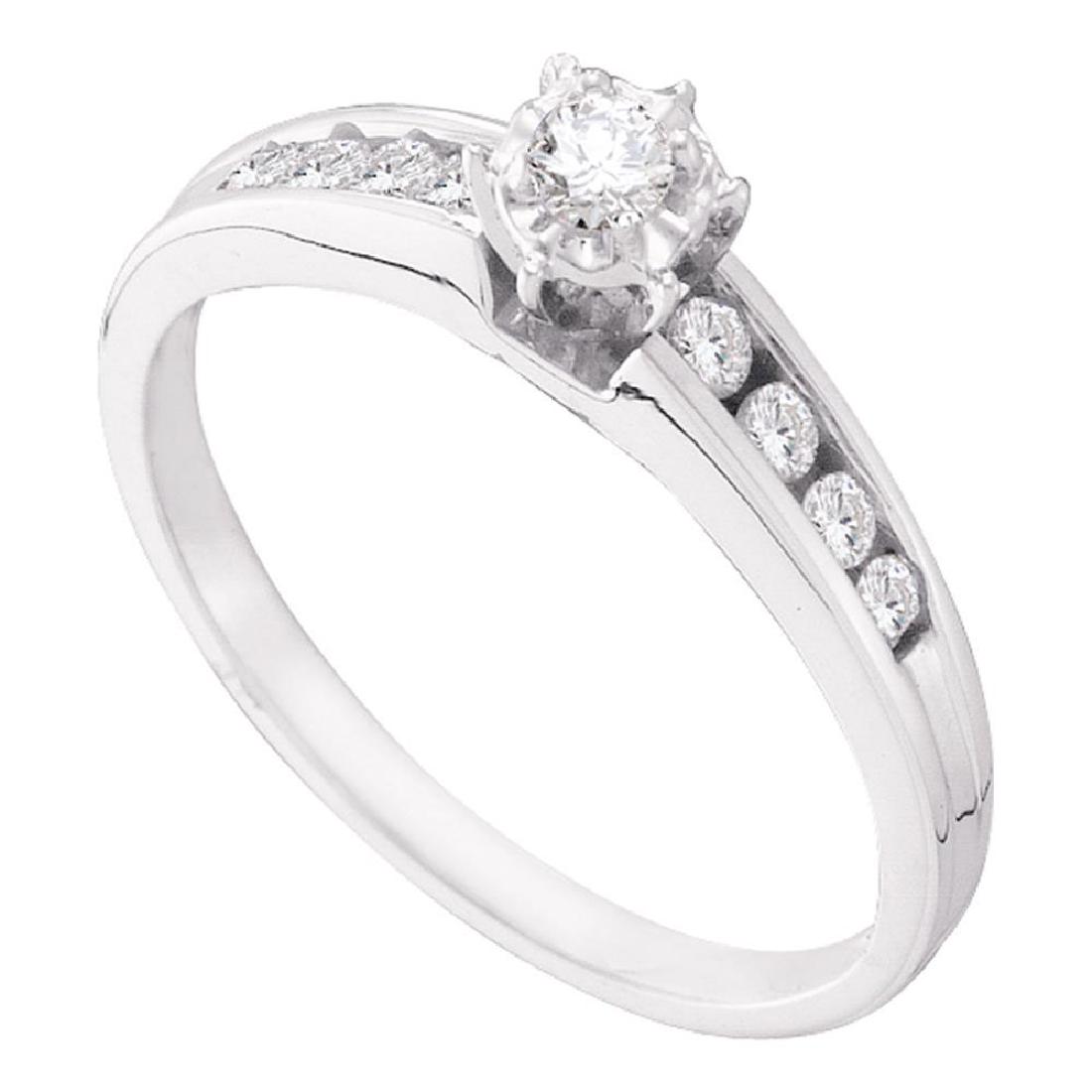 14k White Gold Round Diamond Solitaire Bridal Wedding E: 14k White Gold Round Diamond Solitaire Bridal Wedding Engagement Ring 1/4 Ctw **|**|** Natural Lab-Created:Natural; Clarity:I2; Center Stone Weight:0.07; Diamond Color:I-J; Main Stone:Diamond; Main St