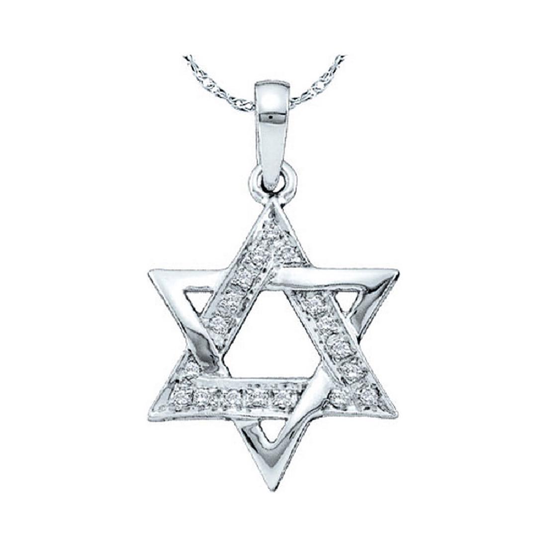 10k White Gold Womens Round Diamond Star Magen David Je: 10k White Gold Womens Round Diamond Star Magen David Jewish Pendant 1/10 Cttw **|**|** Natural Lab-Created:Natural; Clarity:I3; Diamond Color:H-I; Length inches:0.51; Main Stone:Diamond; Main Stone Co