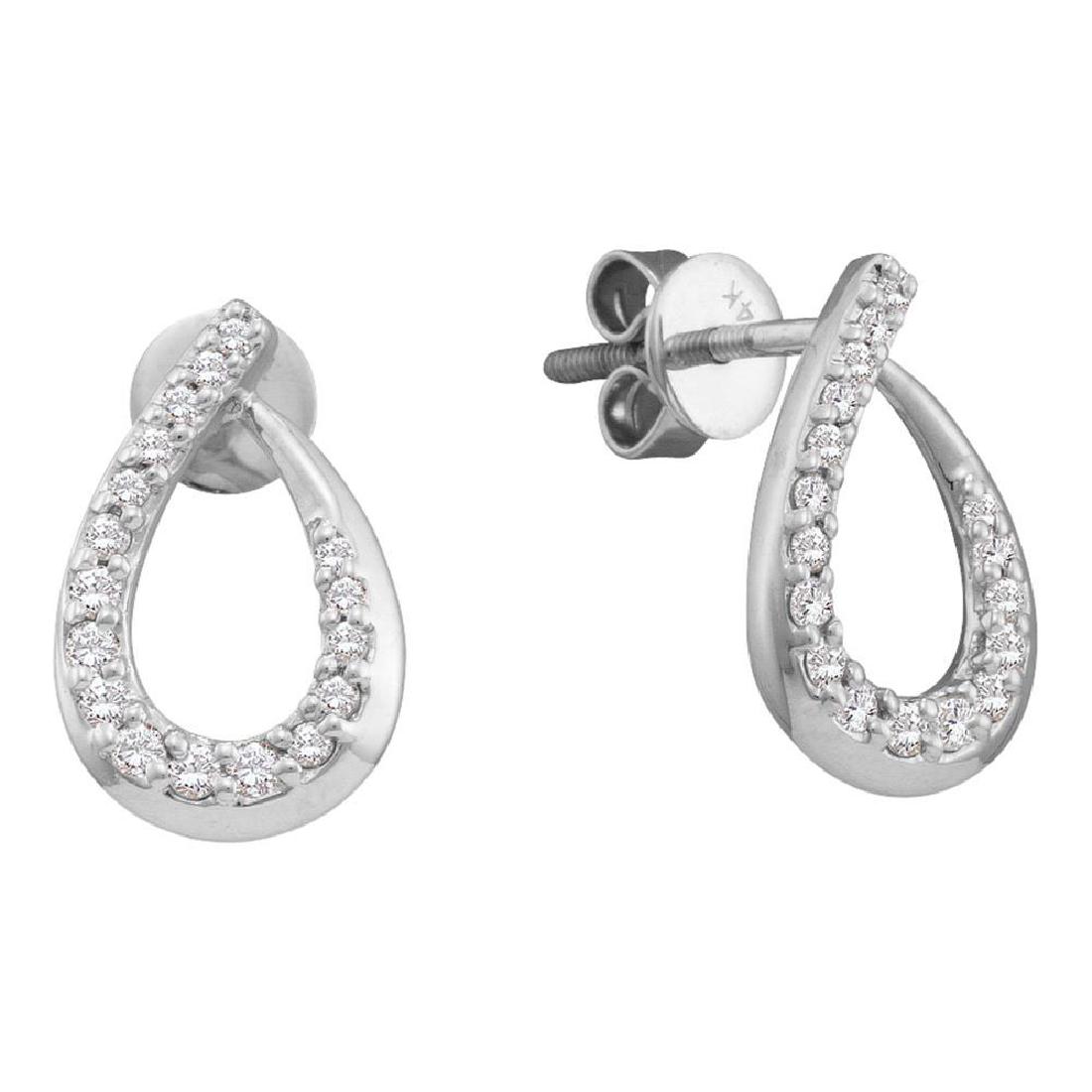 14k White Gold Womens Round Diamond Teardrop Outline Sc: 14k White Gold Womens Round Diamond Teardrop Outline Screwback Stud Earrings **|**|** Natural Lab-Created:Natural; Clarity:I3; Diamond Color:H-I; Fastening:Screw Back (pierced); Length inches:0.59; Ma