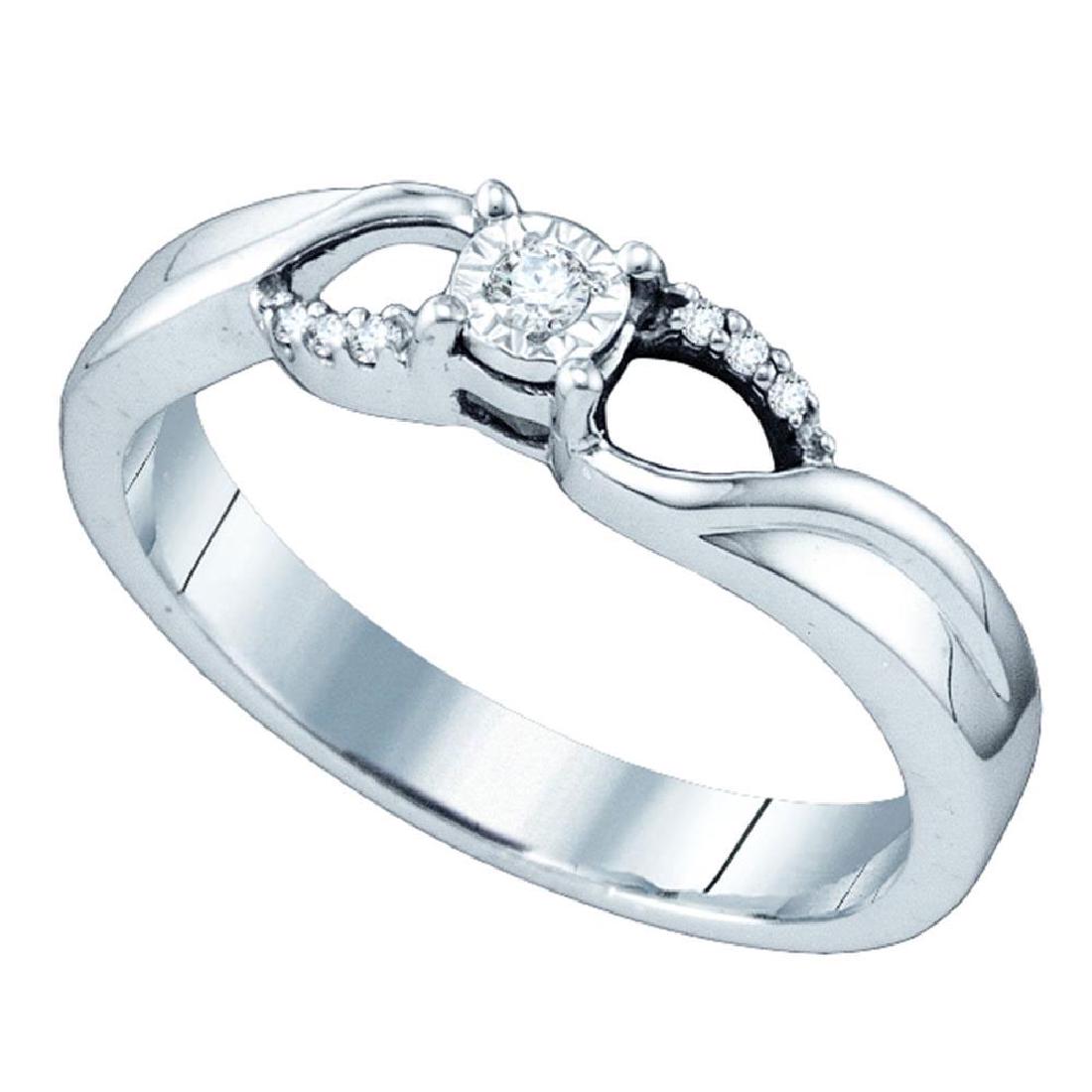 Sterling Silver Round Diamond Solitaire Promise Bridal: Sterling Silver Round Diamond Solitaire Promise Bridal Engagement Ring 1/20 Ctw **|**|** Natural Lab-Created:Natural; Clarity:I3; Center Stone Weight:0.02; Diamond Color:J-K; Main Stone:Diamond; Main 