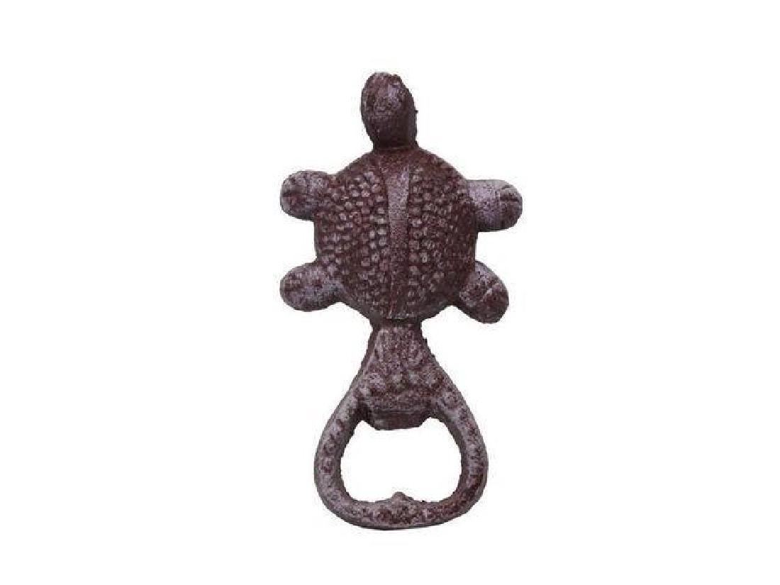 Rustic Red Cast Iron Turtle Bottle Opener 4in.: Rustic Red Cast Iron Turtle Bottle Opener 4in. **|**|** This Rustic Red Cast Iron Bottle Opener 4in. is the perfect addition to any nautical themed kitchen. Both decorative and reliable this rustic bo