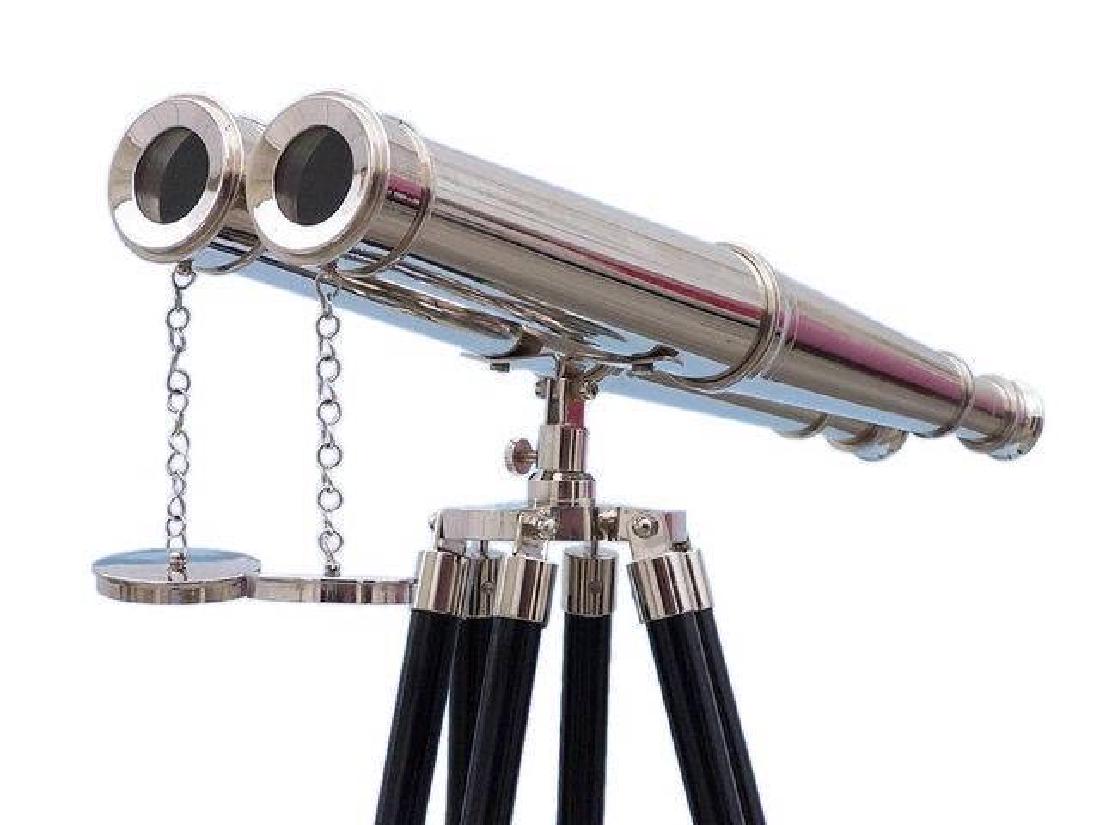 Floor Standing Admirals Chrome Binoculars 62in.: Floor Standing Admirals Chrome Binoculars 62in. **|**|** The Floor Standing Admirals Chrome Binoculars 62in. complete with a rare and expensive shisham hand-painted black wood tripod stand is the perf