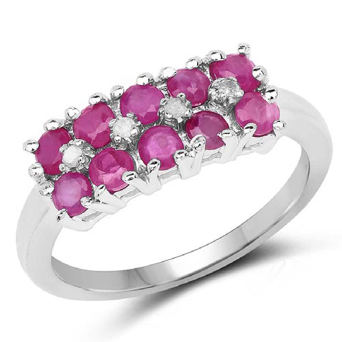 1.05 Carat Genuine Ruby and White Diamond .925 Sterling: 1.05 Carat Genuine Ruby and White Diamond .925 Sterling Silver Ring **|**|** 1.05 Carat Genuine Ruby and White Diamond .925 Sterling Silver Ring #1AC92843