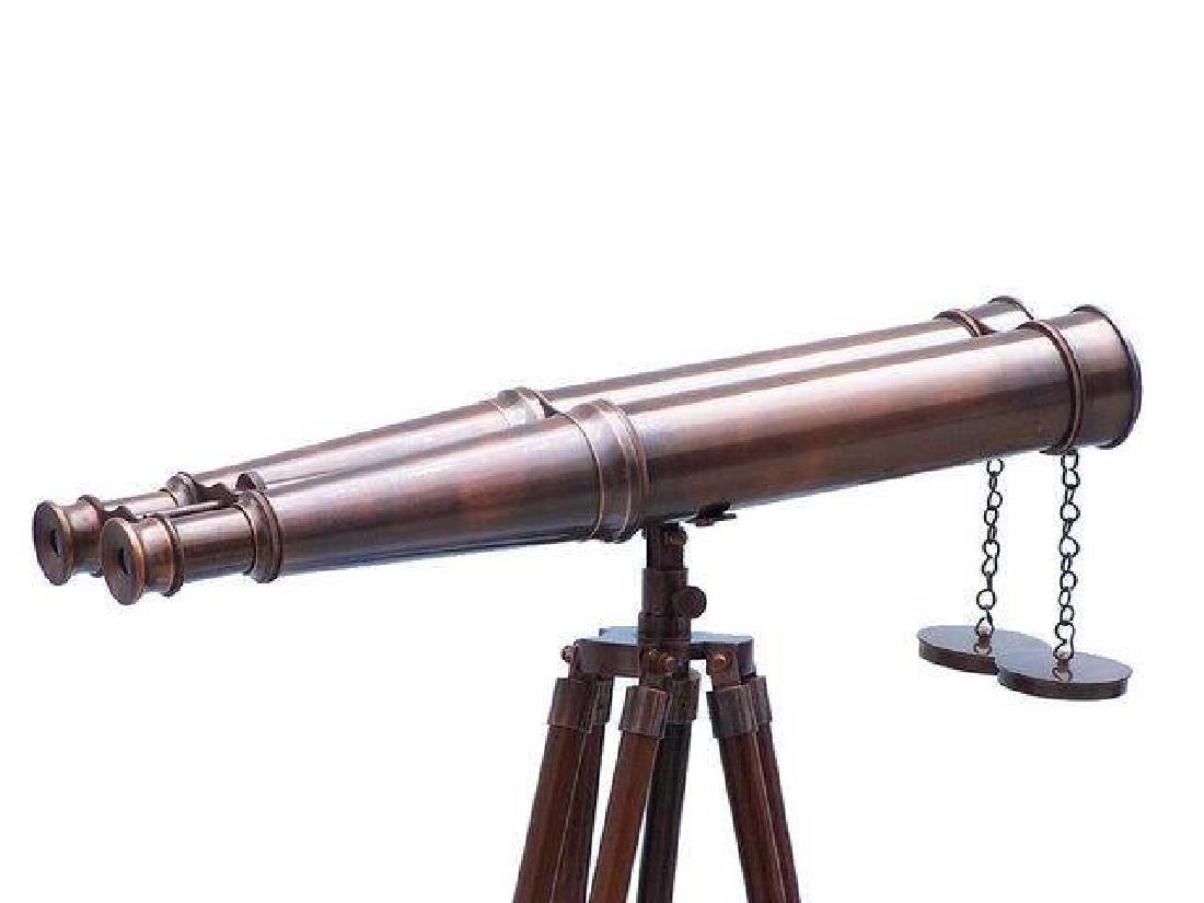 Floor Standing Admirals Antique Copper Binoculars 62in.: Floor Standing Admirals Antique Copper Binoculars 62in. **|**|** The Floor Standing Admirals Antique Copper Binoculars 62in. comes complete with a rare and expensive shisham wood tripod stand and is t