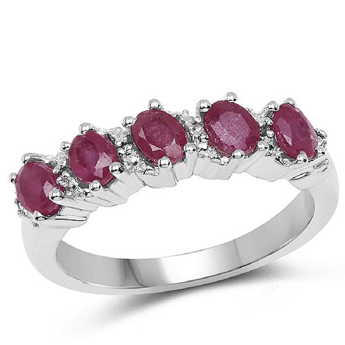 1.13 Carat Glass Filled Ruby and White Topaz .925 Sterl: 1.13 Carat Glass Filled Ruby and White Topaz .925 Sterling Silver Ring **|**|** 1.13 Carat Glass Filled Ruby and White Topaz .925 Sterling Silver Ring #1AC92803
