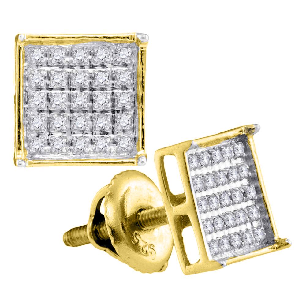 14kt Yellow Gold Unisex Round Diamond Square Cluster St: 14kt Yellow Gold Unisex Round Diamond Square Cluster Stud Earrings 1/6 Cttw **|**|** 14kt Yellow Gold Unisex Round Diamond Square Cluster Stud Earrings 1/6 Cttw #1AC62699