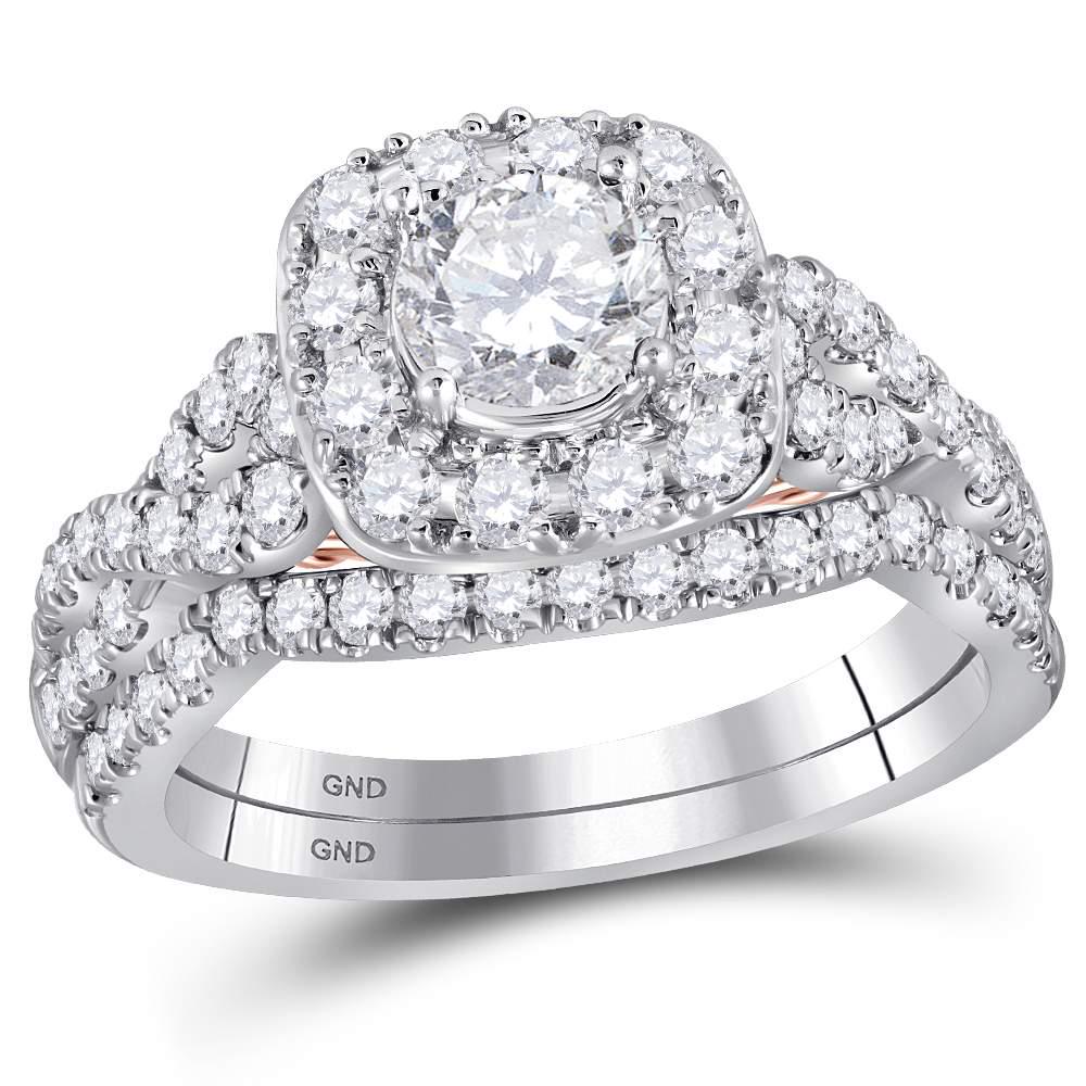 14kt Two-tone Gold Womens Round Diamond Bridal Wedding: 14kt Two-tone Gold Womens Round Diamond Bridal Wedding Engagement Ring Band Set 1-3/4 Cttw **|**|** 14kt Two-tone Gold Womens Round Diamond Bridal Wedding Engagement Ring Band Set 1-3/4 Cttw #1AC62527