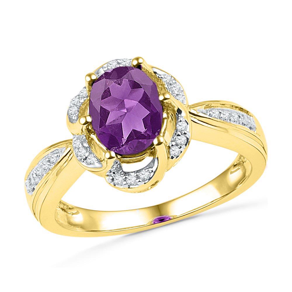 10kt Yellow Gold Womens Oval Lab-Created Amethyst Solit: 10kt Yellow Gold Womens Oval Lab-Created Amethyst Solitaire Fashion Ring 1 & 3/4 Cttw **|**|** 10kt Yellow Gold Womens Oval Lab-Created Amethyst Solitaire Fashion Ring 1 & 3/4 Cttw #1AC89573
