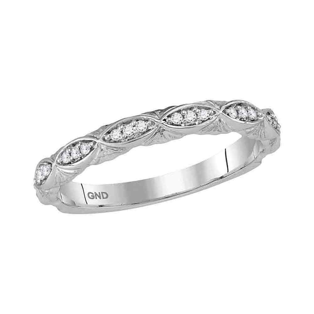 10kt White Gold Womens Round Diamond Stackable Band Rin: 10kt White Gold Womens Round Diamond Stackable Band Ring 1/10 Cttw **|**|** 10kt White Gold Womens Round Diamond Stackable Band Ring 1/10 Cttw #1AC62539