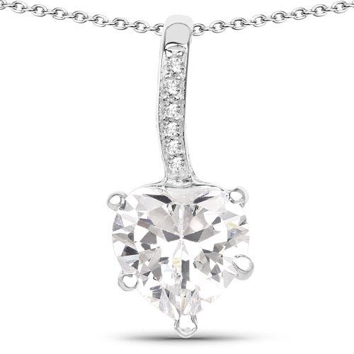 4.46 Carat 925 Sterling Silver Genuine White Cubic Zirconia Pendant