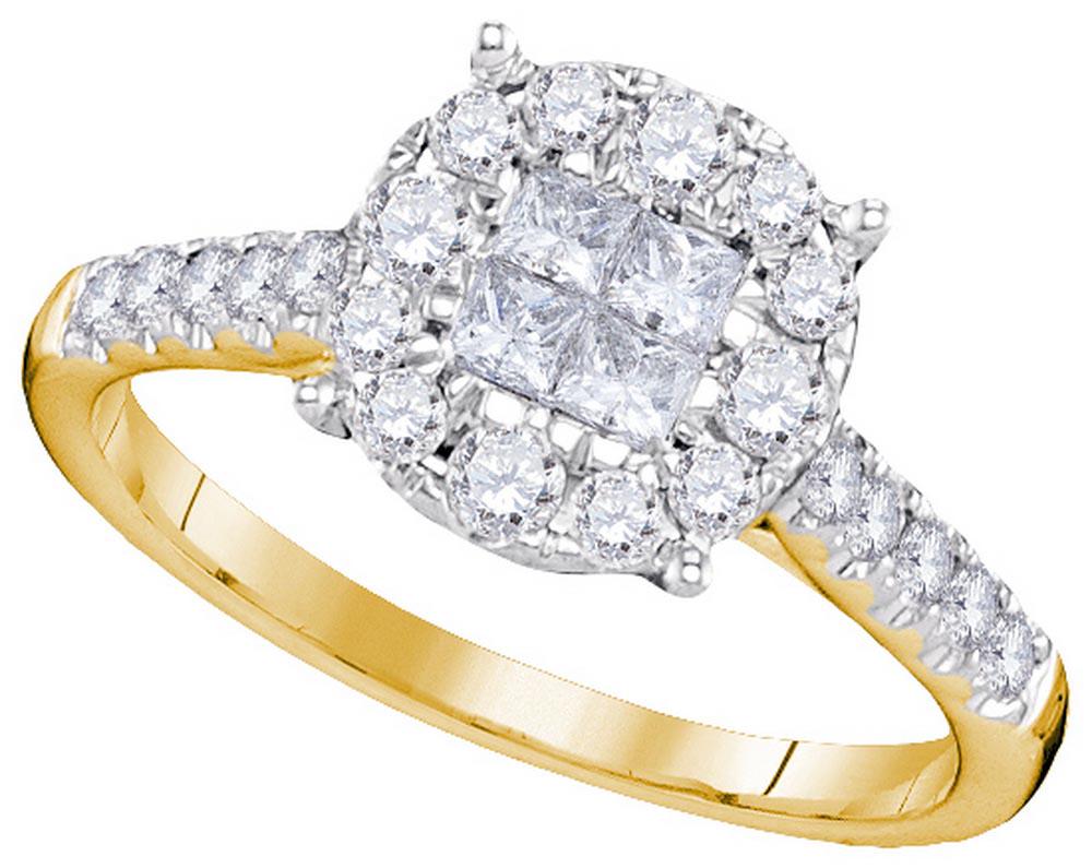 14kt Yellow Gold Womens Princess Round Diamond Soleil C: 14kt Yellow Gold Womens Princess Round Diamond Soleil Cluster Bridal Wedding Engagement Ring 3/4 Cttw **|**|** 14kt Yellow Gold Womens Princess Round Diamond Soleil Cluster Bridal Wedding Engagement R