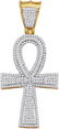 10kt Yellow Gold Mens Round Diamond Ankh Flared Cross C