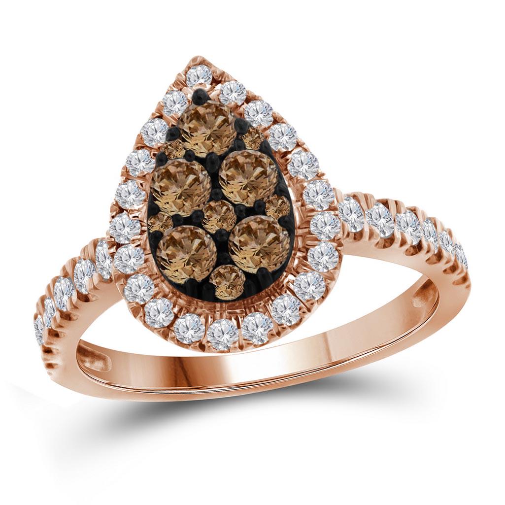 10kt Rose Gold Womens Round Colored Brown Diamond Teard: 10kt Rose Gold Womens Round Colored Brown Diamond Teardrop Cluster Ring 1.00 Cttw **|**|** 10kt Rose Gold Womens Round Colored Brown Diamond Teardrop Cluster Ring 1.00 Cttw #1AC43944