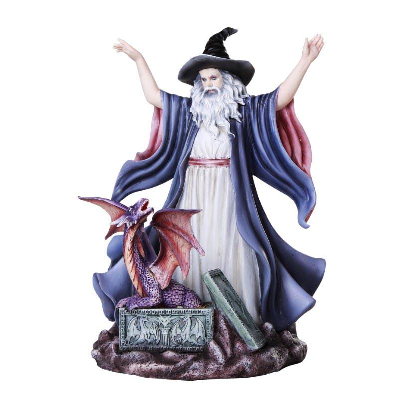 WIZARD SUMMONING DRAGON: WIZARD SUMMONING DRAGON **|**|** Approx Dims: 7 5/8in. x 6 7/8in. x 10 3/8in. Material: Cold Cast ResinDescription: Hand Painted #1AC27448