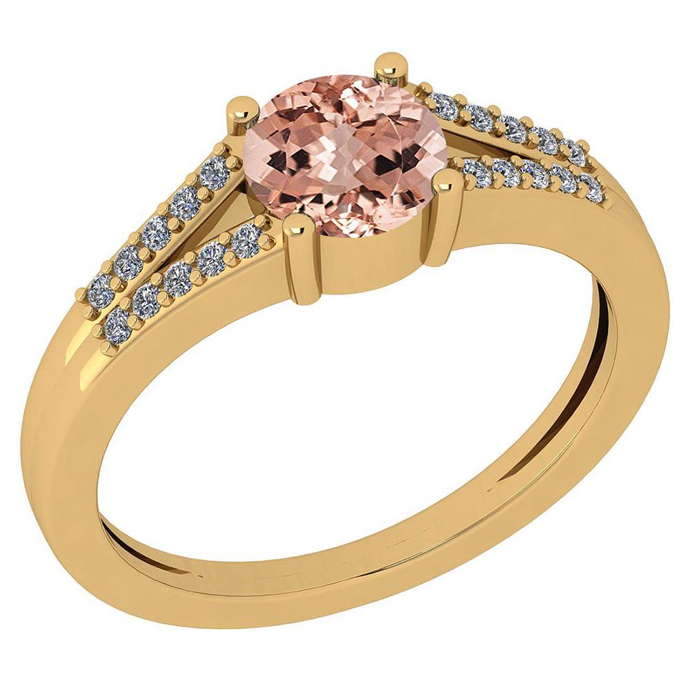 Certified 0.62 Ctw Morganite And Diamond VS/SI1 Ladish: Certified 0.62 Ctw Morganite And Diamond VS/SI1 Ladish Ring 10K Rose Gold **|**|** Center Stone Approx Weight: 0.50 Ctw (1 Psc Round) Center Stone Color: Morganite Color Stone Setting: Prong Side Ston