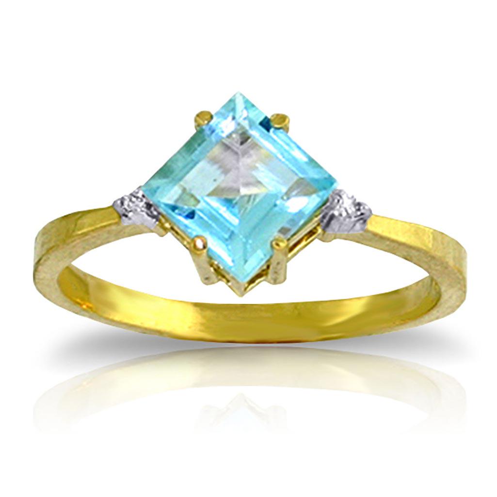 1.77 CTW 14K Solid Gold Ring Diamond Blue Topaz: 1.77 CTW 14K Solid Gold Ring Diamond Blue Topaz **|**|** Blue Topaz / Diamond; Metal Color:Yellow Gold; Condition: New With Tags; TWC: 1.77 ;Metal: 14 K. Solid Yellow Gold ;Stone: Natural; Width: 0.35