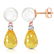 14K Solid Rose Gold Stud Earrings with Diamonds Citrin