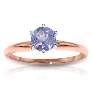 14K Solid Rose Gold Solitaire Ring with Natural Tanzani: 14K Solid Rose Gold Solitaire Ring with Natural Tanzanite **|**|** Tanzanite; Metal Color:Rose Gold; Condition: New With Tags; TWC: 0.65 ;Metal: 14 K. Solid Rose Gold ;Stone: Natural; Width: 0.23in (5