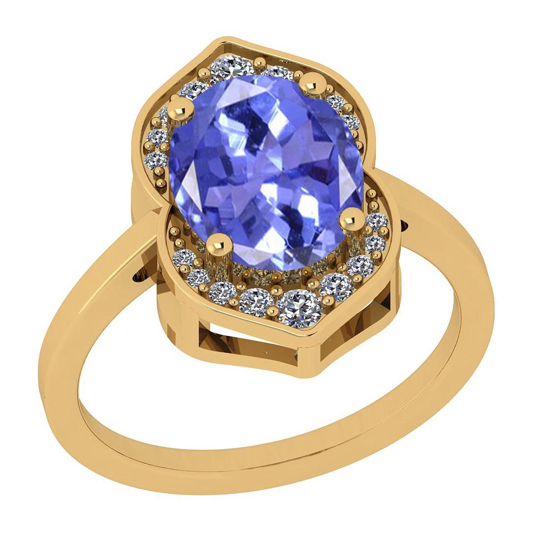 Certified 1.43 Ctw Tanzanite And Diamond SI2/I1 14K Yel: Certified 1.43 Ctw Tanzanite And Diamond SI2/I1 14K Yellow Gold Anniversary Ring **|**|** Color Stone Approx Weight: 1.25 Ctw (1 psc Oval) Center Stone Color: Tanzanite Center Stone Setting: Prong Sid