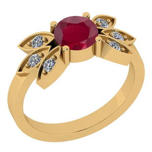 Certified 0.65 Ctw Ruby And Diamond VS/SI1 18k Yellow G: Certified 0.65 Ctw Ruby And Diamond VS/SI1 18k Yellow Gold Engagement Ring **|**|** Color Stone Approx Weight: 0.50 Ctw (1 pcs Round) Center Stone Color: Ruby Center Stone Setting: Prong Side Stone Ap