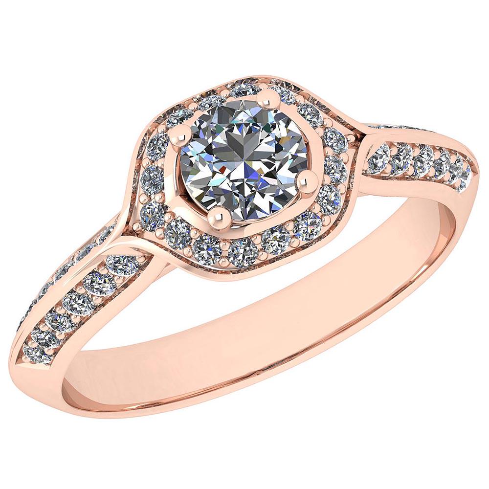 Certified 0.79 Ctw Diamond SI1/SI2 Halo Engagement Ring: Certified 0.79 Ctw Diamond SI1/SI2 Halo Engagement Ring 14K Rose Gold **|**|** Center Stone Approx Weight: 0.45 Ctw (1 Pcs Round) Center Stone Color: White G-H Diamond Stone Clarity: SI1/SI2 Center St