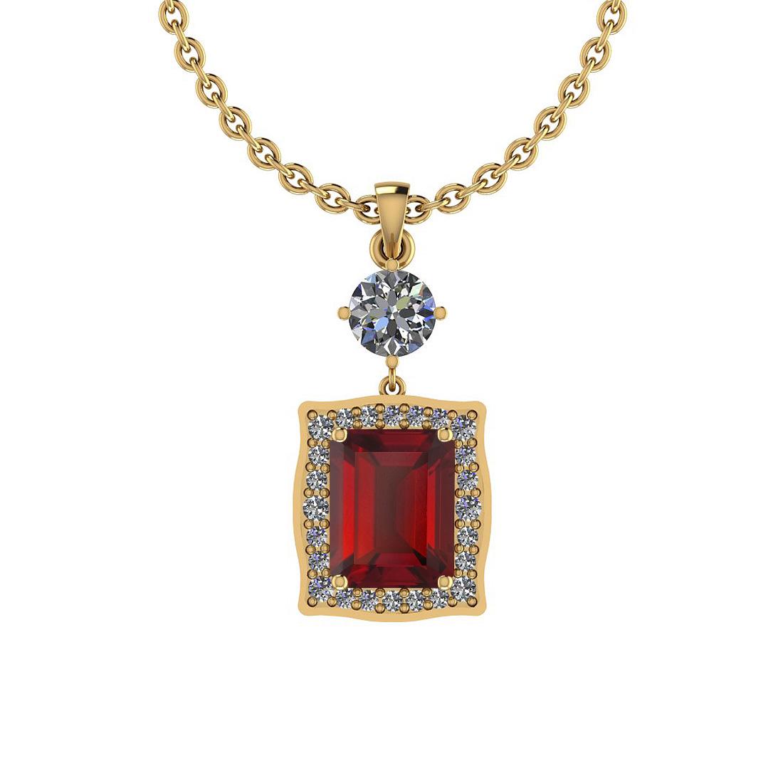 Certified 3.30 Ctw Garnet And Diamond SI2/I1 14K White: Certified 3.30 Ctw Garnet And Diamond SI2/I1 14K White Gold Victorian Style Pendant **|**|** Color Stone Approx Weight: 2.83 Ctw (1 pcs Emerald Octo) Center Stone Color: Garnet Center Stone Setting: P