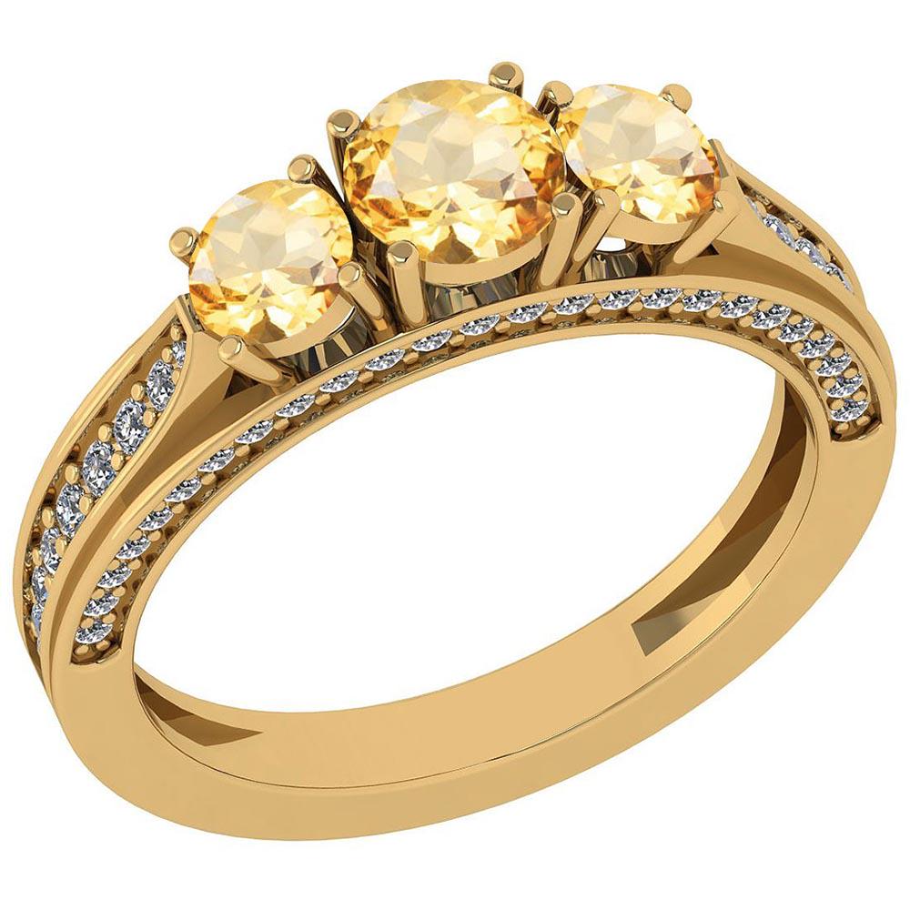 Certified 1.65 Ctw Citrine And Diamond I1/I2 10K Yellow: Certified 1.65 Ctw Citrine And Diamond I1/I2 10K Yellow Gold 3 Stone Ring **|**|** Center Stone Approx Weight: 1.25 Ctw (3 Pcs Round) Center Stone Color: Citrine Center Stone Setting: Prong Side Stone