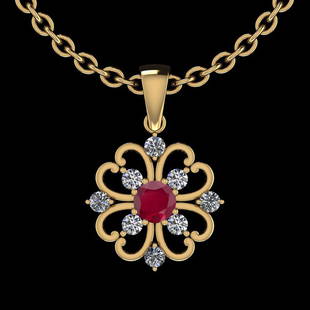 Certified 0.78 Ctw Ruby And Diamond VS/SI1 18K Yellow G: Certified 0.78 Ctw Ruby And Diamond VS/SI1 18K Yellow Gold Pendant **|**|** Color Stone Approx Weight: 0.50 Ctw (1pcs Round) Center Stone Color: Ruby Center Stone Setting: Prong Side Stone Approx Weig