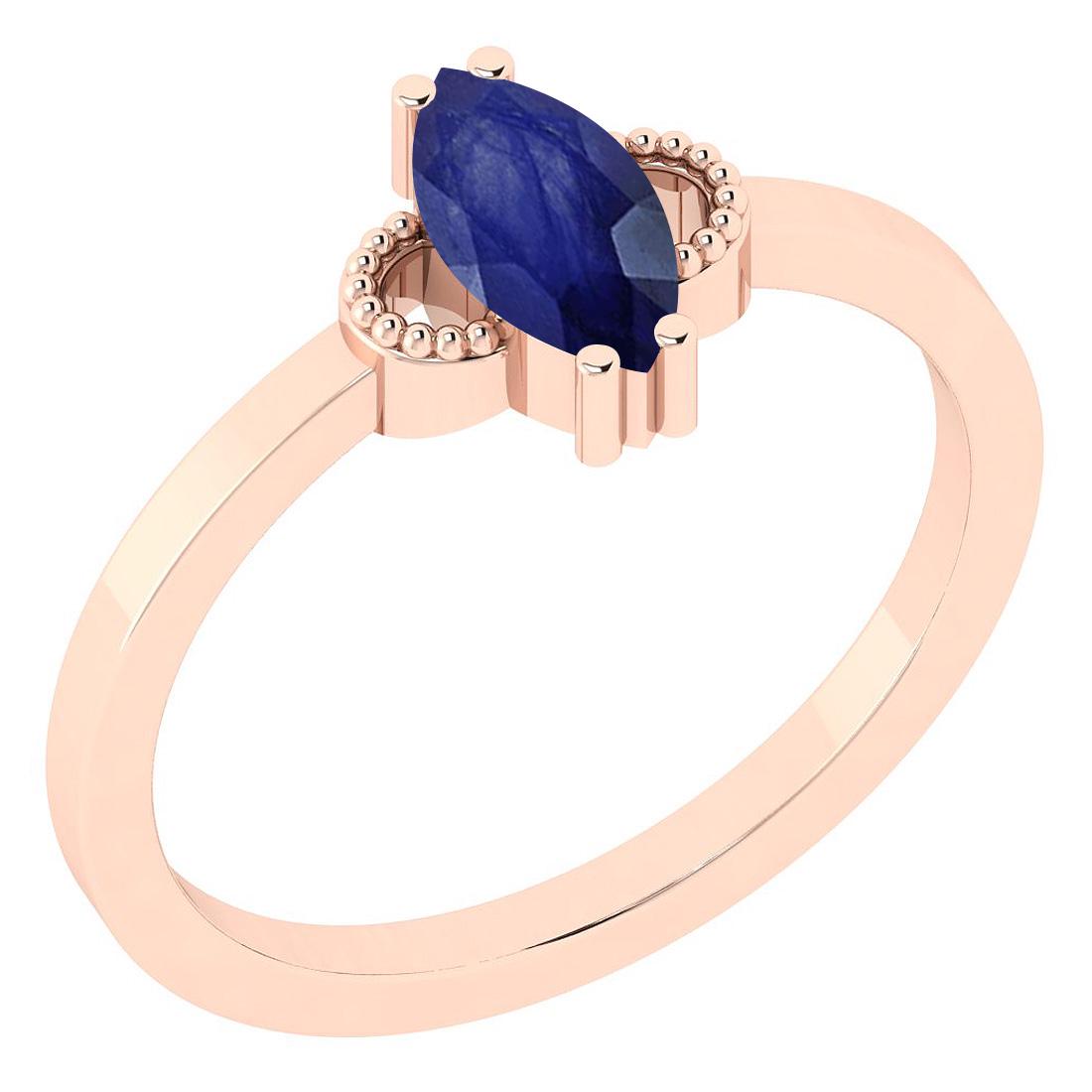 Certified 0.50 Ctw Blue Sapphire 18K Rose Gold Vintage: Certified 0.50 Ctw Blue Sapphire 18K Rose Gold Vintage Style Solitaire Ring **|**|** Color Stone Approx Weight: 0.50 Ctw (1 pcs Marquise) Center Stone Color: Blue Sapphire Center Stone Setting: Prong 