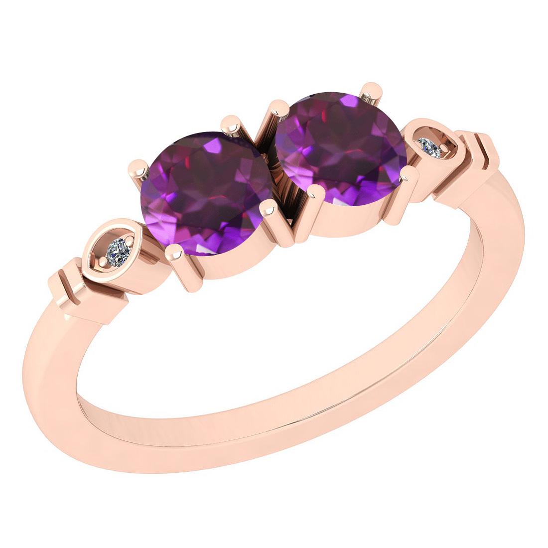 Certified 1.03 Ctw Amethyst And Diamond I1/I2 14K Rose: Certified 1.03 Ctw Amethyst And Diamond I1/I2 14K Rose Gold Vintage Ring **|**|** Center Stone Approx Weight: 1.00 Ctw (2 Pcs Round) Center Stone Color: Amethyst Center Stone Setting: Prong Side Stone