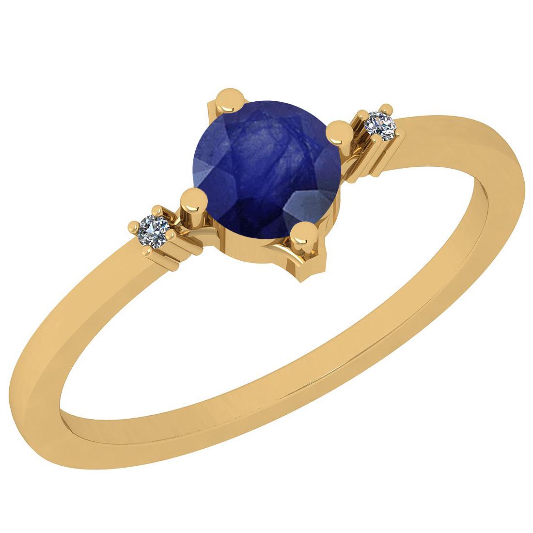 Certified 0.53 Ct Blue Sapphire and Diamond SI2/I1 14k: Certified 0.53 Ct Blue Sapphire and Diamond SI2/I1 14k Yellow Gold Vintage Style Ring **|**|** Center Stone Approx Weight: 0.50 Ct (1 pcs Round Cut) Center Stone Color: Blue Sapphire Center Stone Sett