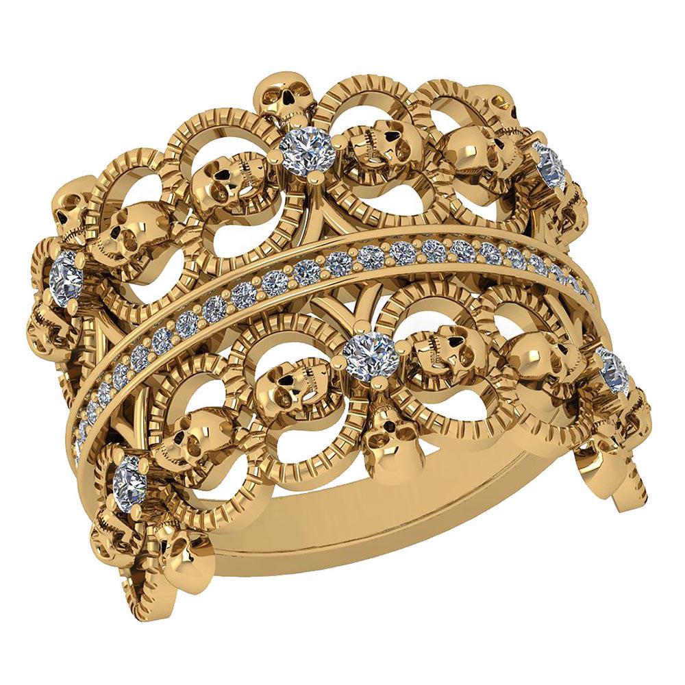 Certified 0.33 Ctw Diamond I1/I2 Antique Style Skull Ri: Certified 0.33 Ctw Diamond I1/I2 Antique Style Skull Ring Band 10K Yellow Gold **|**|** Diamond Stone Approx Weight: 0.33 Ctw (37 Pcs Round) Diamond Stone Color: White G-H Diamond Stone Clarity: I1/I2