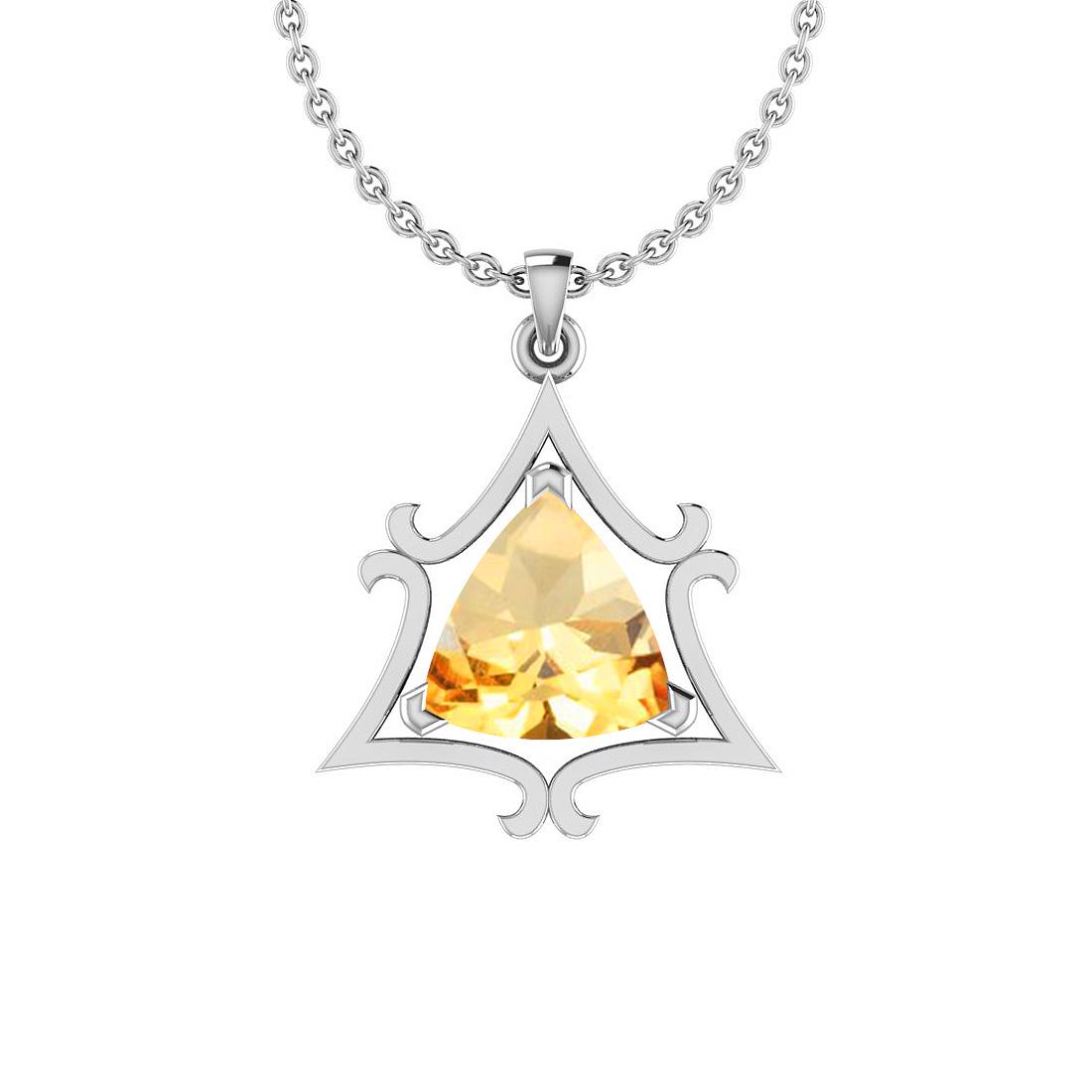 Certified 1.10 Ctw Citrine 10k White Gold Pendant: Certified 1.10 Ctw Citrine 10k White Gold Pendant **|**|** Center Stone Approx Weight: 1.10 Ctw (1 pcs Trillion) Center Stone Color: Citrine Center Stone Setting: Prong Metal Approx Weight: 1.00 Gram