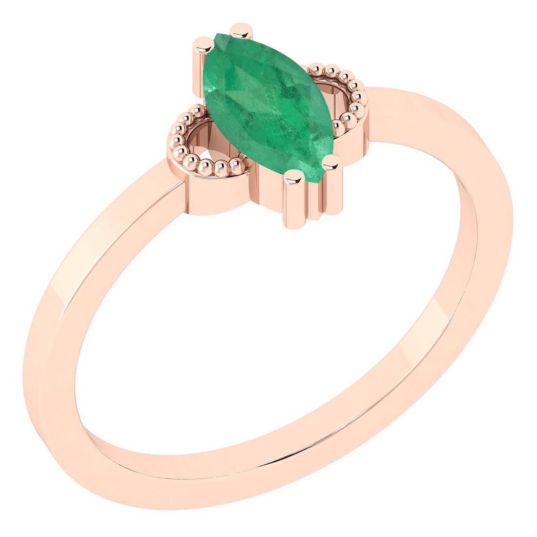Certified 0.50 Ctw Emerald 14K Rose Gold Vintage Style: Certified 0.50 Ctw Emerald 14K Rose Gold Vintage Style Solitaire Ring **|**|** Color Stone Approx Weight: 0.50 Ctw (1 pcs Marquise) Center Stone Color: Emerald Center Stone Setting: Prong Metal Approx