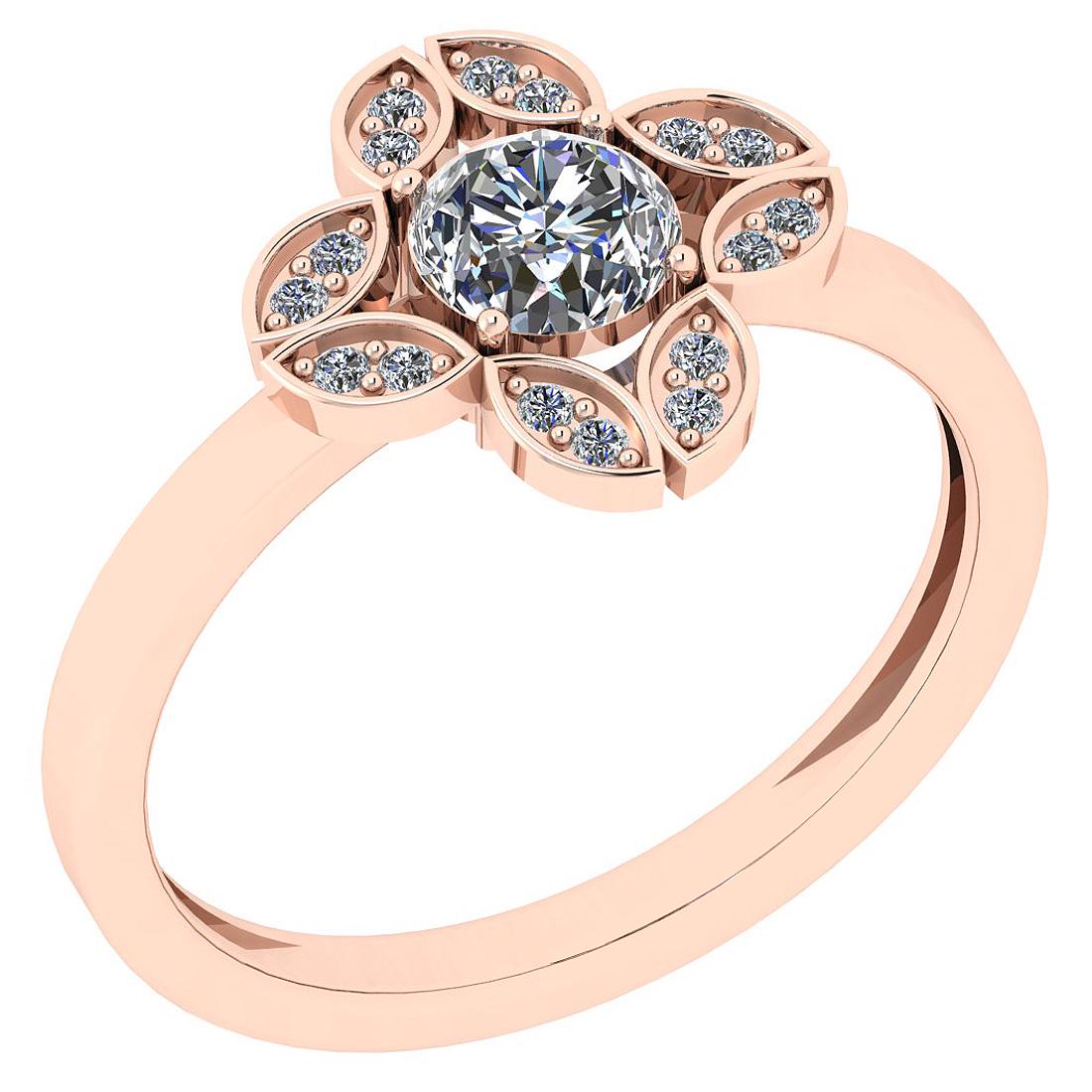 Certified 0.58 Ct Diamond SI2/I1 14K Rose Gold Vintage: Certified 0.58 Ct Diamond SI2/I1 14K Rose Gold Vintage Style Ring **|**|** Center Stone Approx Weight: 0.50 Ct (1 pcs Round Cut) Center Stone Color: J-K Center Stone Setting: Prong Center Stone Clarit
