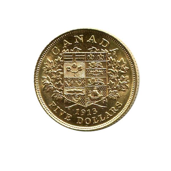 Canada 5 dollars gold 1912-1913 AU-UNC: Canada 5 dollars gold 1912-1913 AU-UNC **|**|** Canada 5 dollars gold 1912-1913 AU-UNC #1AC83841